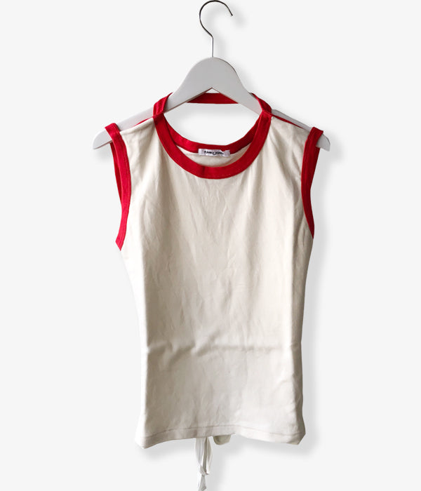 FUMIKA_UCHIDA/TRIMMED APRON TEE(OFFWHITE/RED)