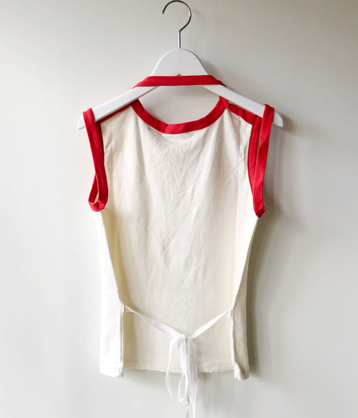 FUMIKA_UCHIDA/TRIMMED APRON TEE(OFFWHITE/RED)