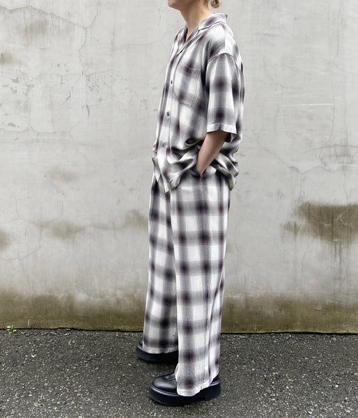 PHEENY/RAYON OMBRE CHECK GATHERED PANTS(CHARCOAL)