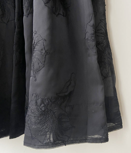 WRYHT/GATHERED FOLK SKIRT(BLACK)