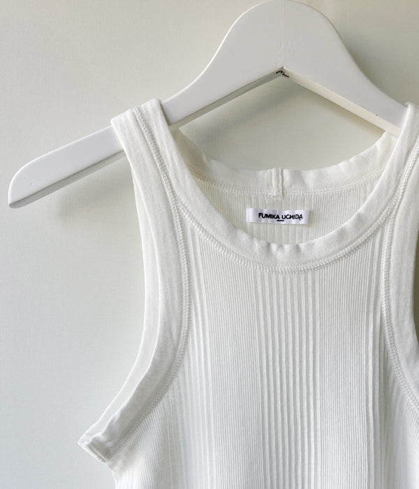 FUMIKA_UCHIDA/NEEDLE DRAWING TANK TOP(WHITE)