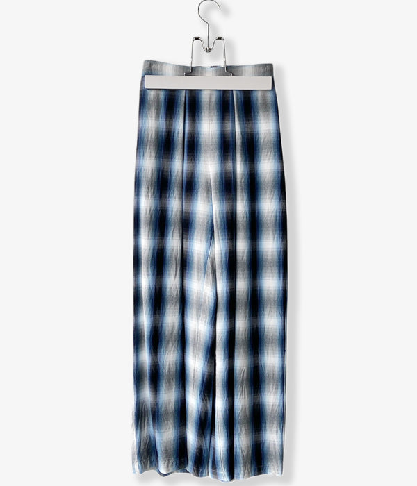 PHEENY/RAYON OMBRE CHECK GATHERED PANTS(BLUE)