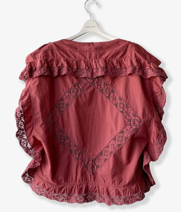 yw0527様8/5まで　FUMIKA_UCHIDA レースクッショントップス FUMIKA_UCHIDA/OVER-DYED CUSHION TOP_OVERSIZED(BORDEAUX)