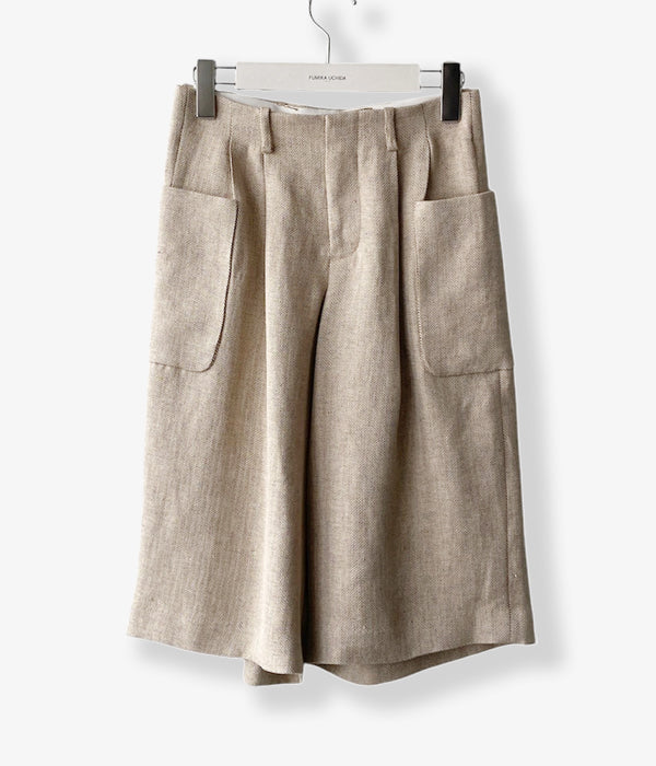 FUMIKA_UCHIDA/HEMP SUITING SHORTS(BEIGE HERRINNGBONE)