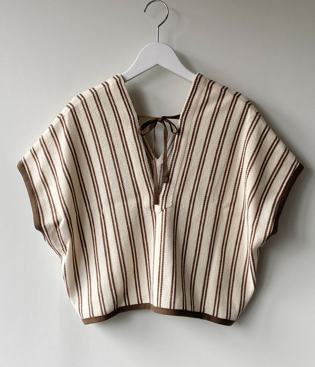 トップス PHEENY PHEENY/COTTON INRAY STRIPE SHORT TOPS(IVORY)