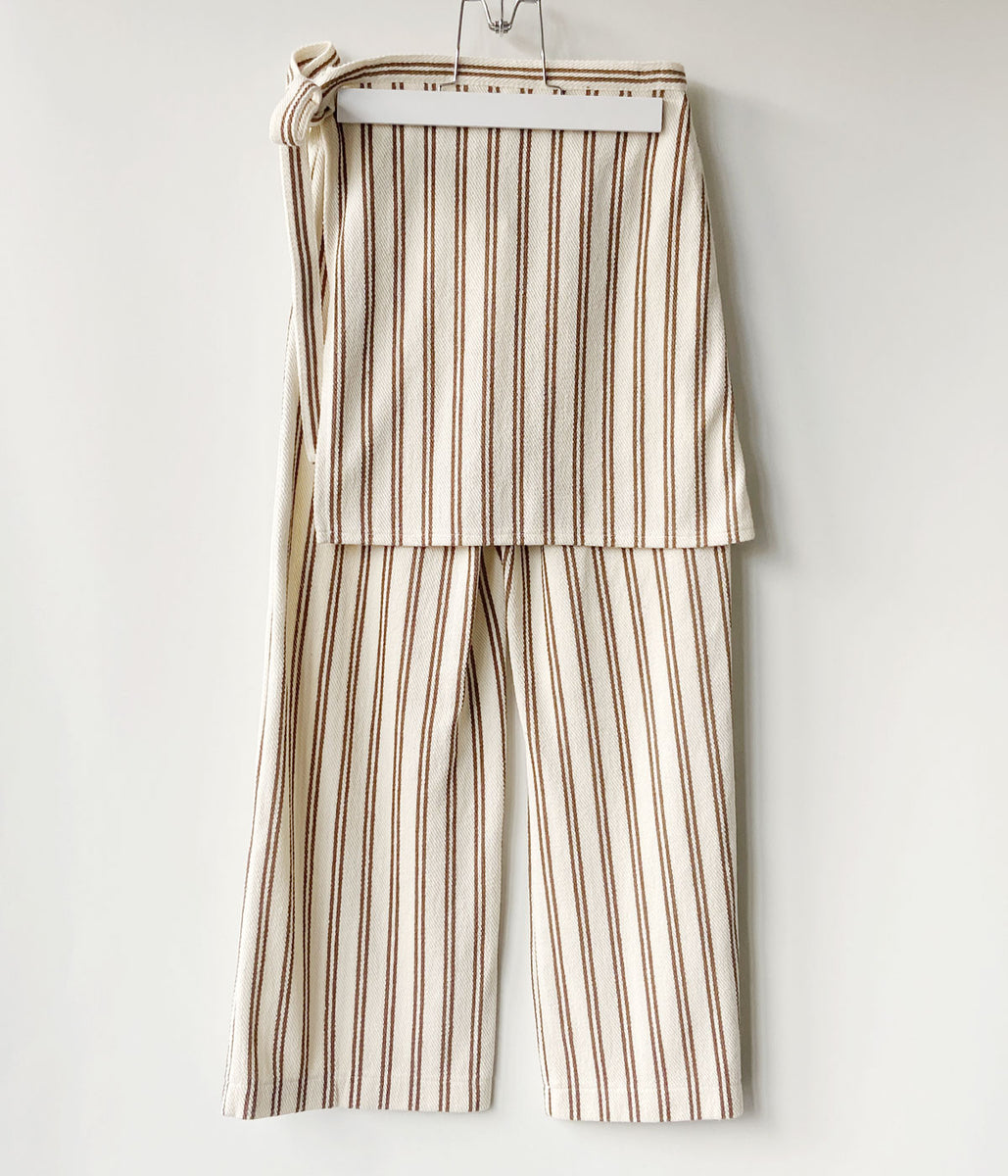 PHEENY/COTTON INRAY STRIPE PANTS WITH APRON(IVORY)
