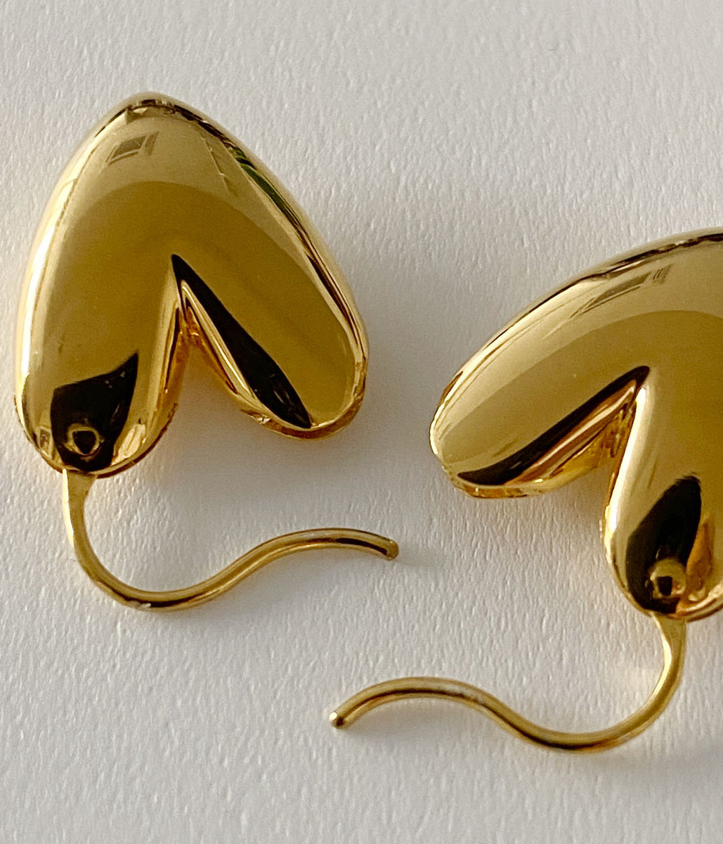 R.ALAGAN/TINY PUFFY HEART HOOPS(GOLD)