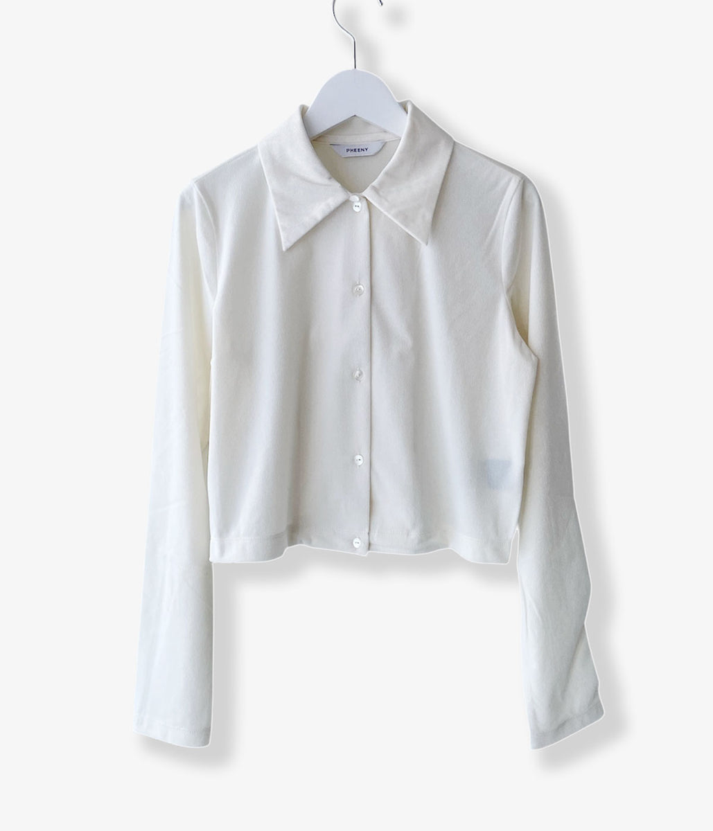 PHEENY/SHEER VELOUR SHIRT(IVORY)
