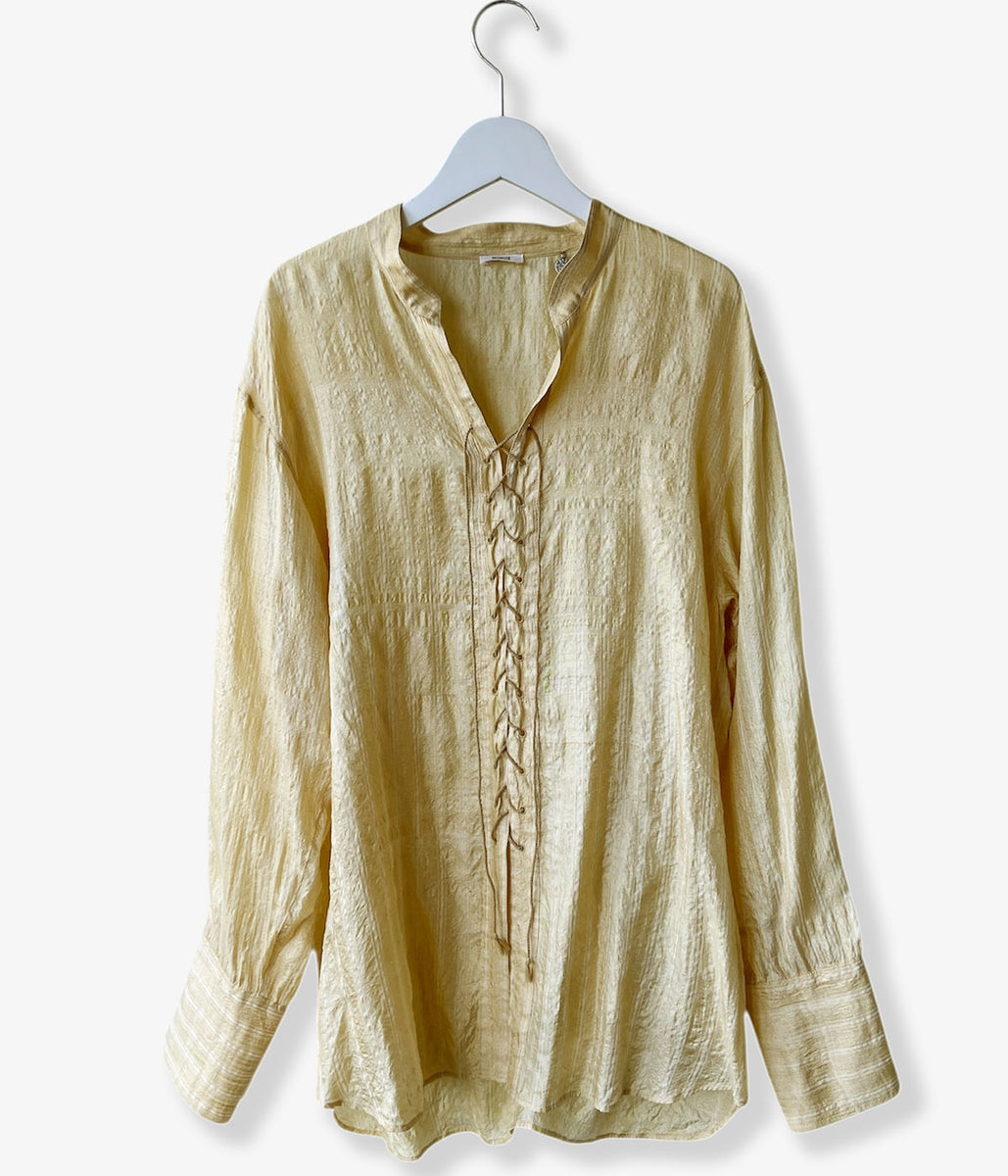 ノーウォス NOWOS コットンシャツ ベージュ カディブラウス nowos/LACE UP SHIRT(BEIGE)