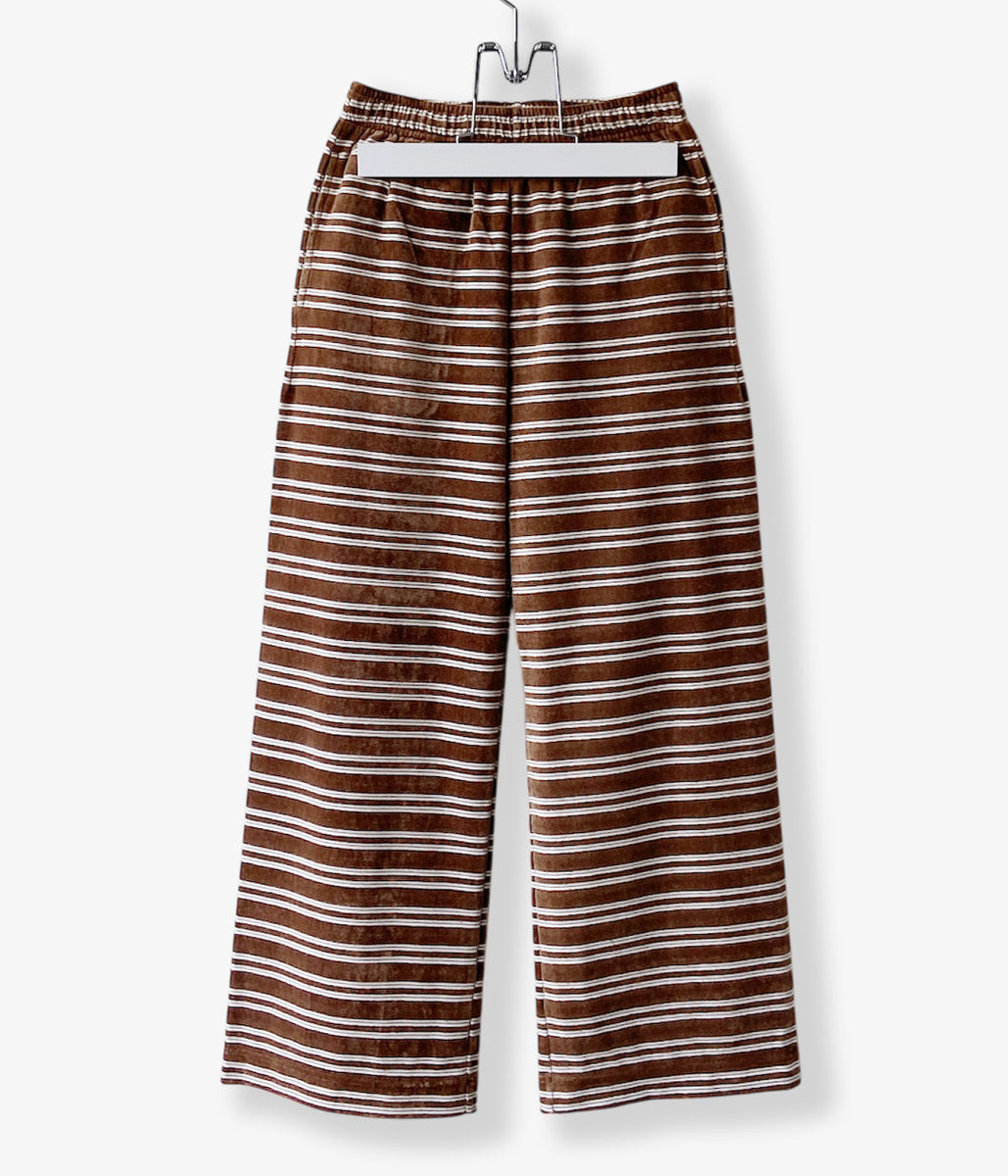 PHEENY/VELVET BORDER WIDE PANTS(BROWN)