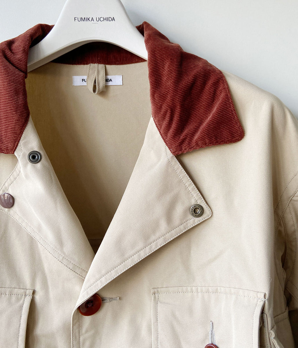 FUMIKA_UCHIDA/POPLIN SHORT JACKET(SAND/BORDEAUX)