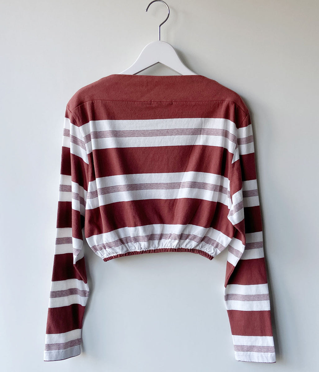 FUMIKA_UCHIDA/COTTON JERSEY CROPPED TOP(OFF/BORDEAUX)