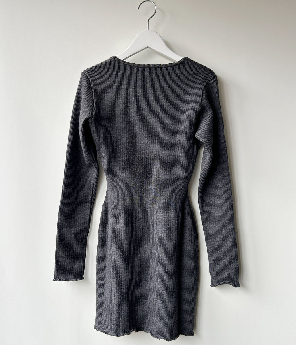 FUMIKA_UCHIDA/RIB STITCH HENLEY-NECK UNDERWEAR(TOP CHARCOAL)