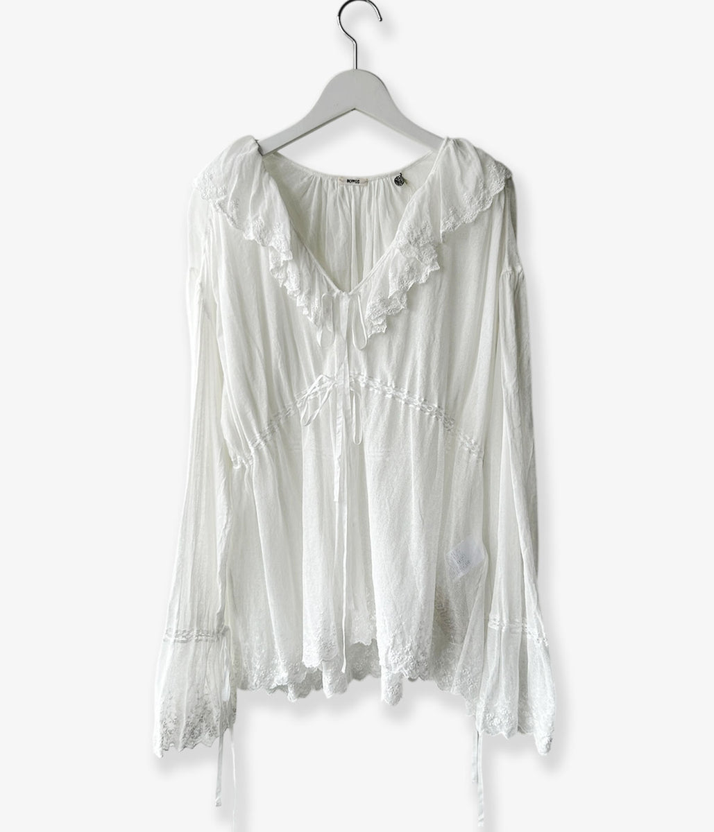 nowos 2026ss Tule Lace Blouse 完売品！ nowos/TULE LACE BLOUSE(WHITE)