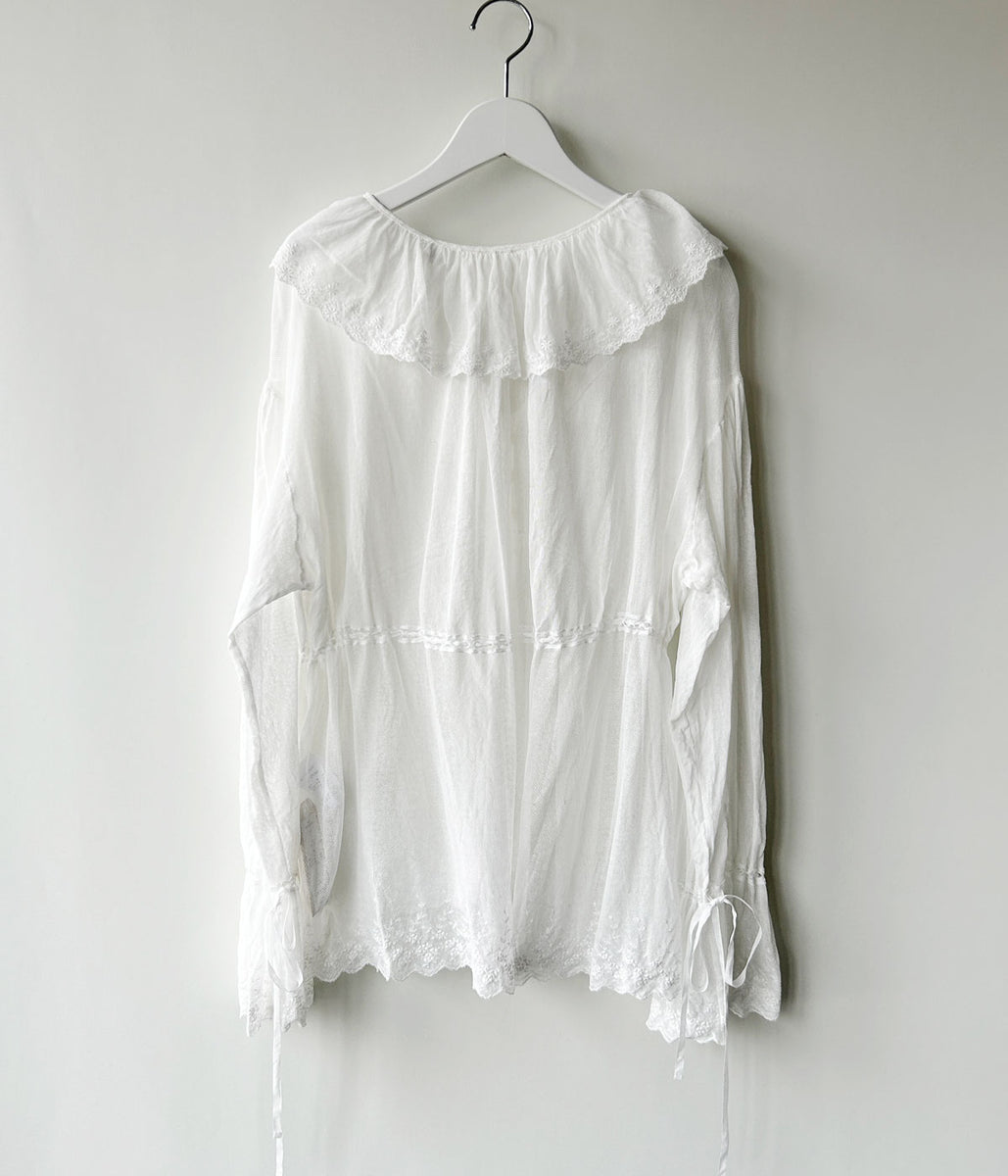 nowos/TULE LACE BLOUSE(WHITE)