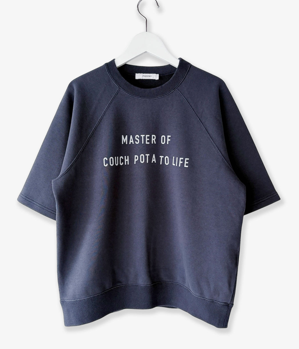 PHEENY/FLOCKED ATHLEISURE S/S SWEATSHIRT(NAVY)