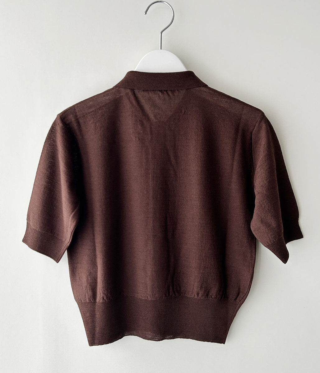 トップス fumika_uchida Knitted Polo Cardigan 38 FUMIKA_UCHIDA/KNITTED POLO CARDIGAN(BROWN)