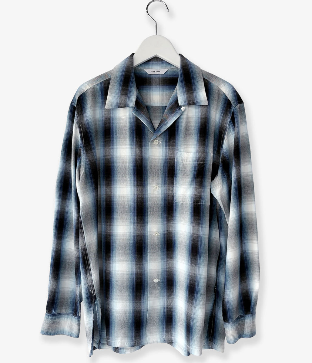 PHEENY/RAYON OMBRE CHECK L/S SHIRT(BLUE)
