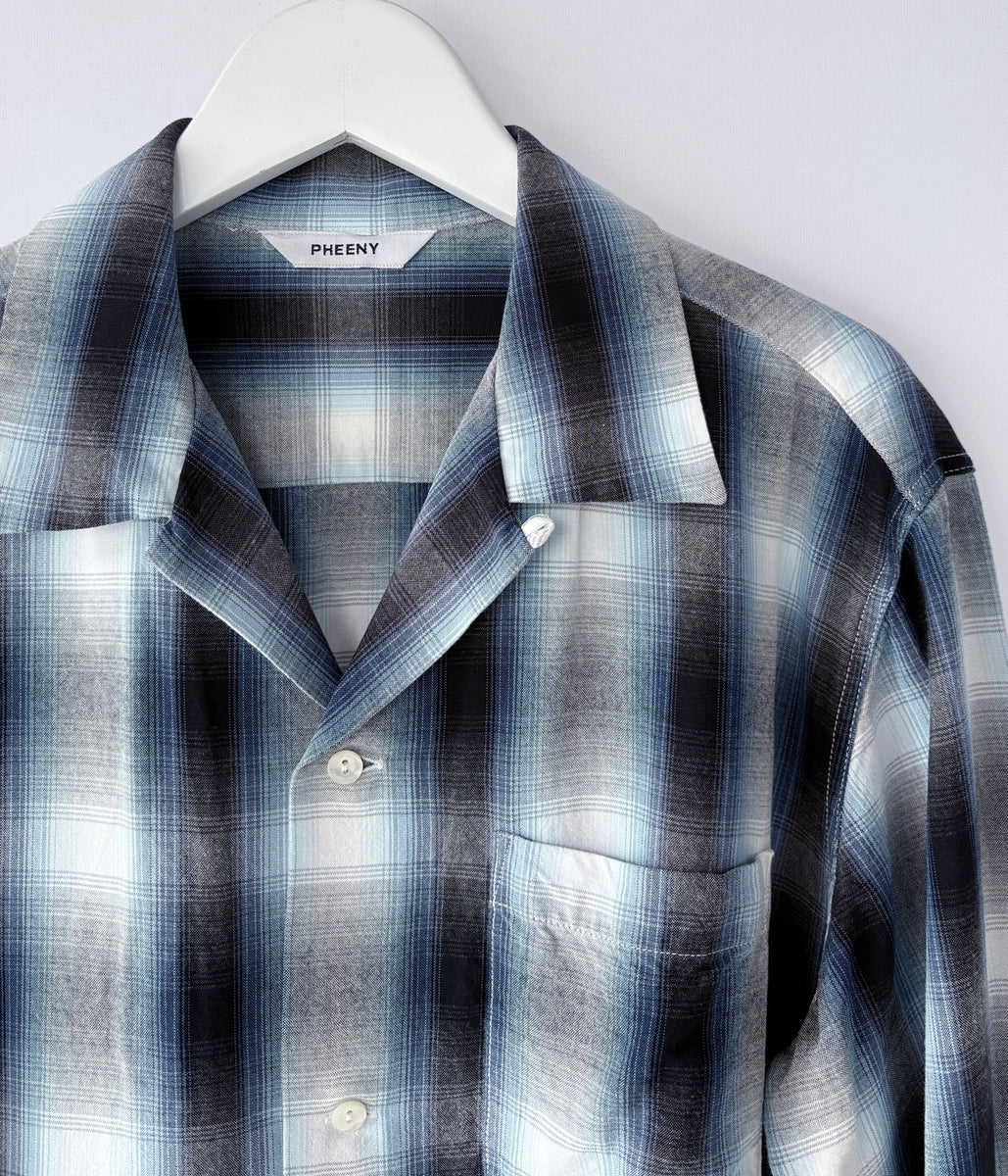 PHEENY/RAYON OMBRE CHECK L/S SHIRT(BLUE)