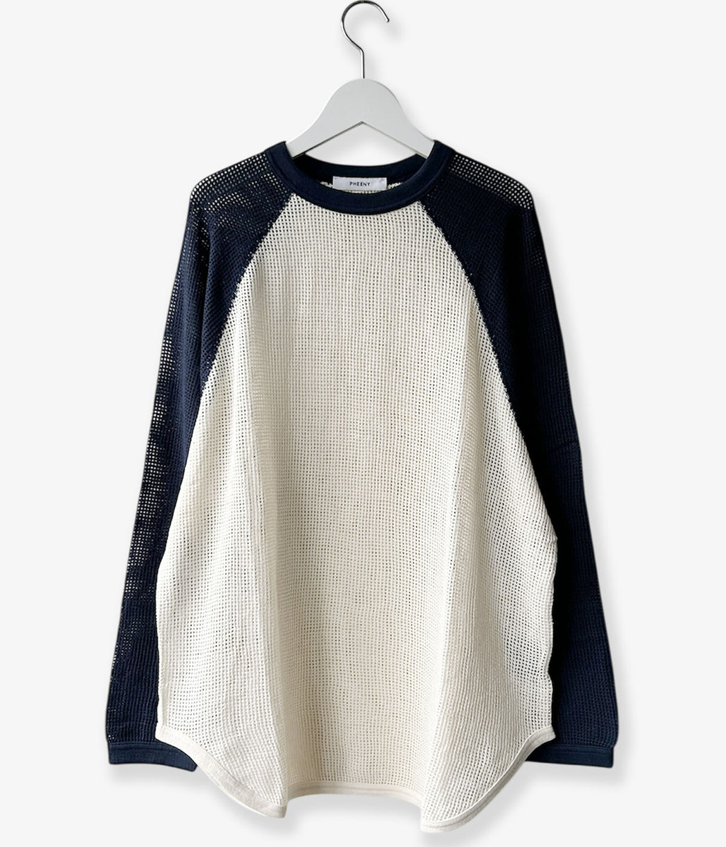 Pheeny フィーニー 2026ss ラグランスリーブ メッシュ トップス PHEENY/BASKET MESH RAGLAN L/S TEE(IVO×NV)