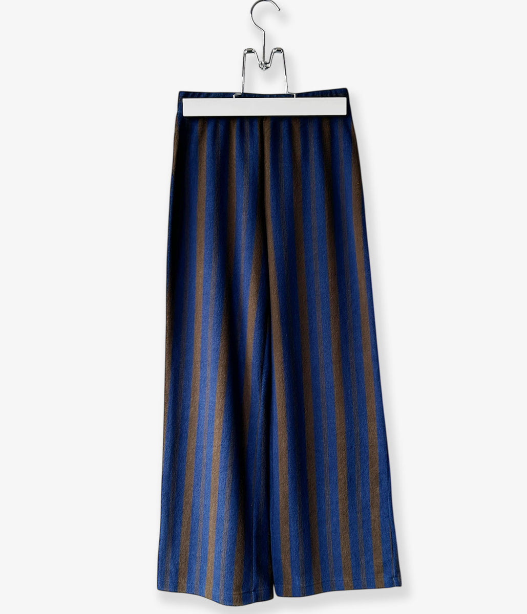 PHEENY/PILE BORDER RELAXED WIDE PANTS(NAVY)