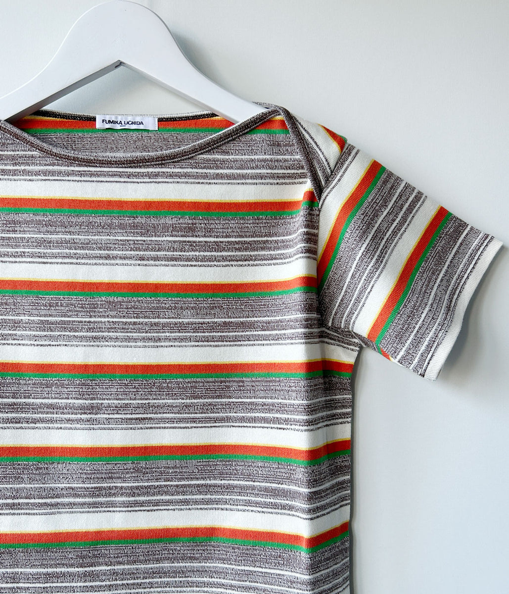 FUMIKA_UCHIDA/GRANDRELLE MULTI STRIPE T-SHIRT(BROWN)