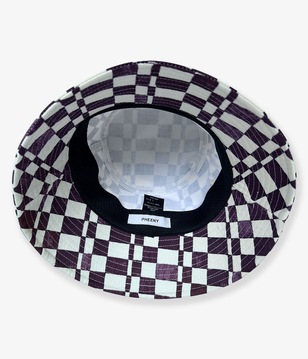 PHEENY/CHECKERED BUCKET HAT(BURGUNDY)
