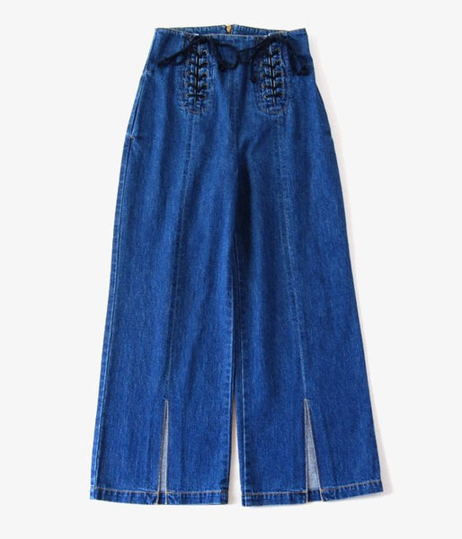 PHEENY/11oz LOOSE DENIM WAIST LACE-UP JEANS(INDIGO)