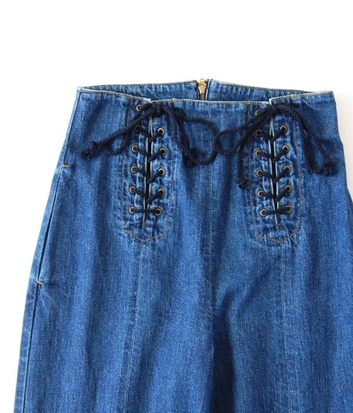 PHEENY/11oz LOOSE DENIM WAIST LACE-UP JEANS(INDIGO)