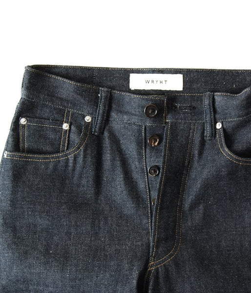 WRYHT/TAPERED FIVE POCKET JEANS(INDIGO RAW)