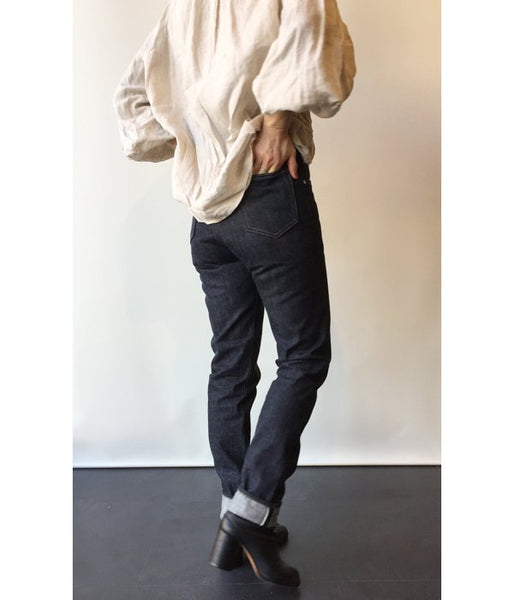 WRYHT/TAPERED FIVE POCKET JEANS(INDIGO RAW)