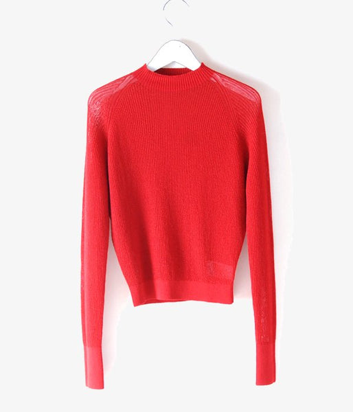 MAISON EUREKA/RIB HIGH NECK SUMMER SWEATER(RED)