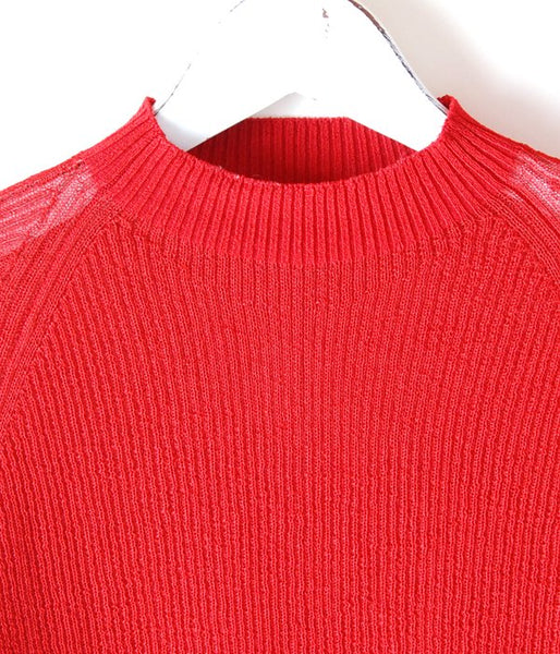 MAISON EUREKA/RIB HIGH NECK SUMMER SWEATER(RED)