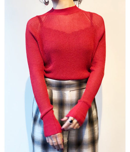 MAISON EUREKA/RIB HIGH NECK SUMMER SWEATER(RED)