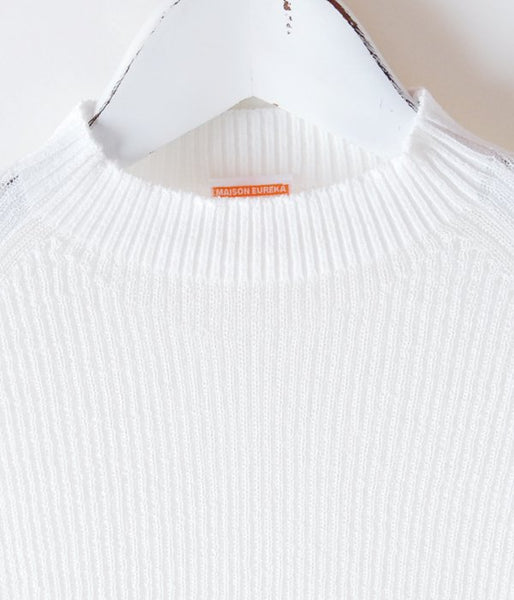 MAISON EUREKA/RIB HIGH NECK SUMMER SWEATER(WHITE)