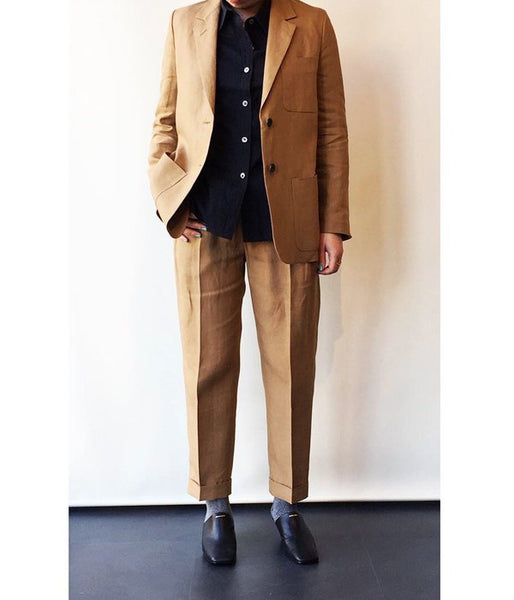 MARGARET HOWELL/LINEN HOPSACK(BROWN)(1)