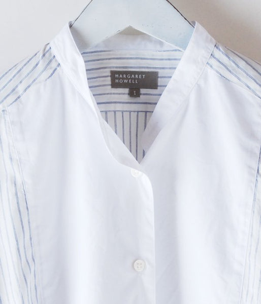 MARGARET HOWELL/COTTON LINEN SHIRTING(BLUE)