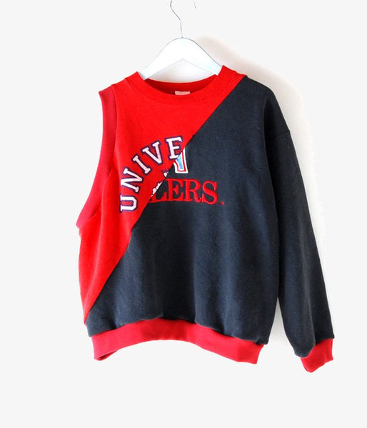 MAISON EUREKA/VINTAGE REWORK 2 WAY JAMPER(BLACKxRED)