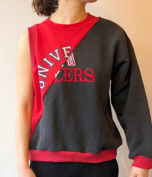 MAISON EUREKA/VINTAGE REWORK 2 WAY JAMPER(BLACKxRED)