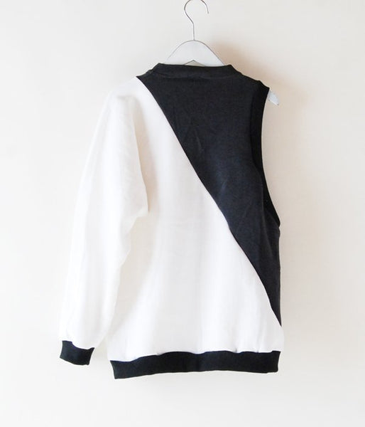 MAISON EUREKA/VINTAGE REWORK 2 WAY JAMPER(WHITExBLACK)