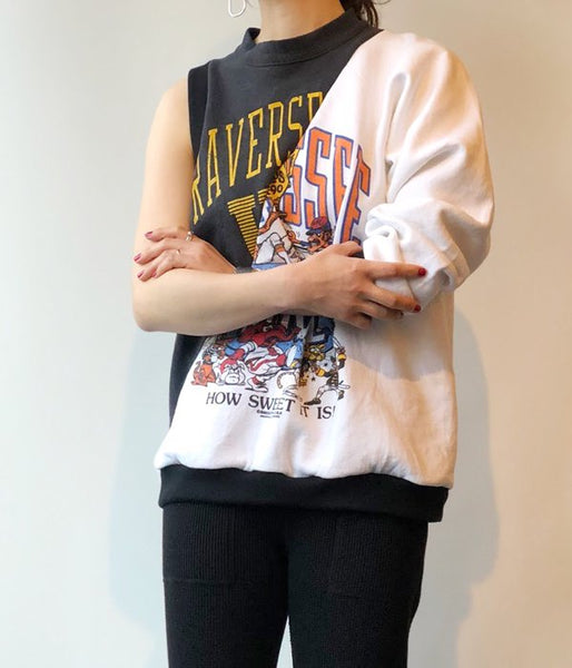 MAISON EUREKA/VINTAGE REWORK 2 WAY JAMPER(WHITExBLACK)