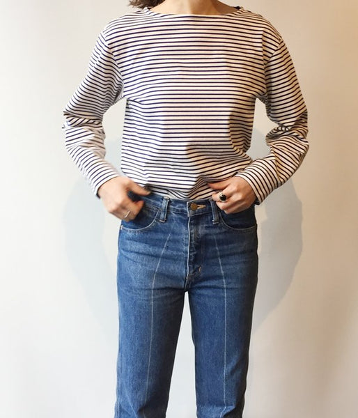 PHEENY/BORDER BOAT NECK L/S(BLUE)