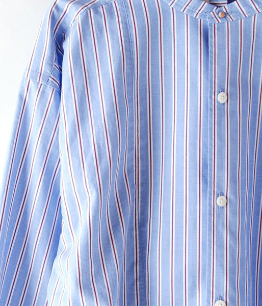 WRYHT/BACK-PLACKET BAND COLLER LONG SHIRTS(PAJAMA STRIPE)