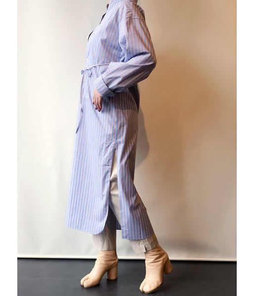 WRYHT/BACK-PLACKET BAND COLLER LONG SHIRTS(PAJAMA STRIPE)