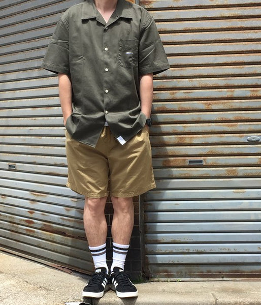 DESCENDANT/PIER 01 / SATIN SS SHIRT(CHARCOAL)