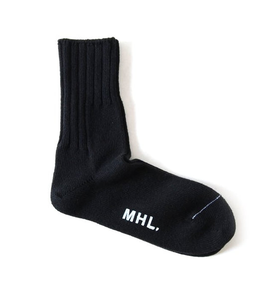 MHL./ROUGH COTTON RIB SOCK(BLACK)