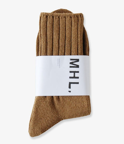 MHL./ROUGH COTTON RIB SOCK(KHAKI)