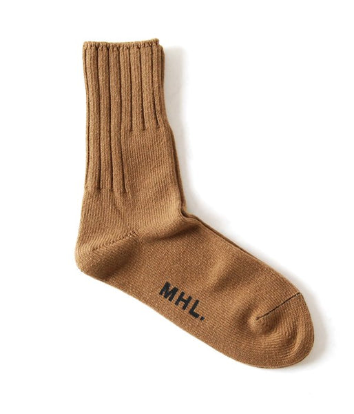 MHL./ROUGH COTTON RIB SOCK(KHAKI)