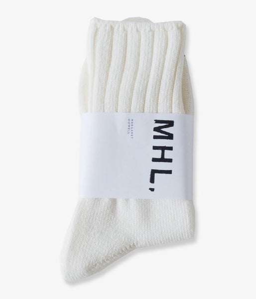 MHL./ROUGH COTTON RIB SOCK(WHITE)