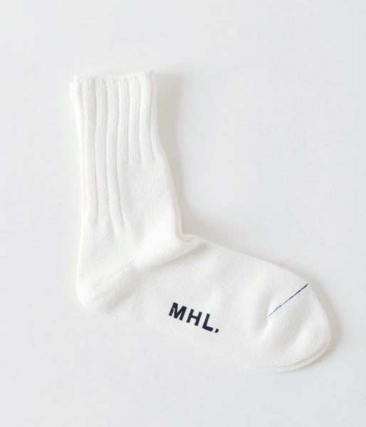 MHL./ROUGH COTTON RIB SOCK(WHITE)